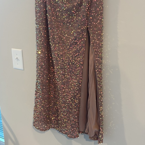 Lulus Sparkling Behavior Mauve Pink Sequin High-rise Midi Skirt - Size XL - Picture 4 of 4